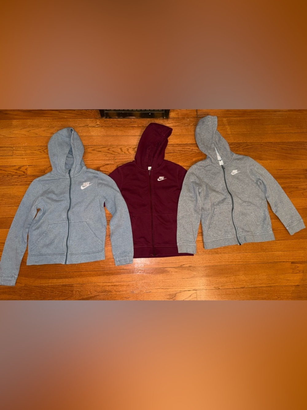 Nike Kids' Maroon Zip Hoodie with Gray Nike Zip Hoodies size (10/12)